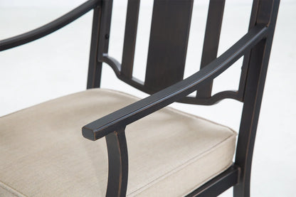 Tamarin Aluminum Patio Rectangular Dining Table and 6 Dining Armchairs