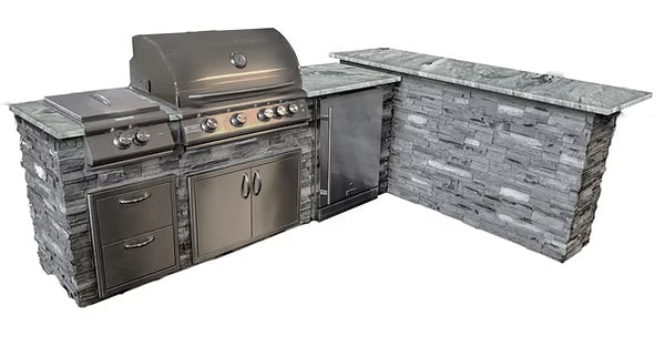 8' TRAD/ LTE GRILL ISLAND W/ FRIDGE, W/O PB