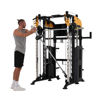Saksby SAK21836 All-In-One Full-Body Smith Machine - Dual 220 lb Weight Stacks