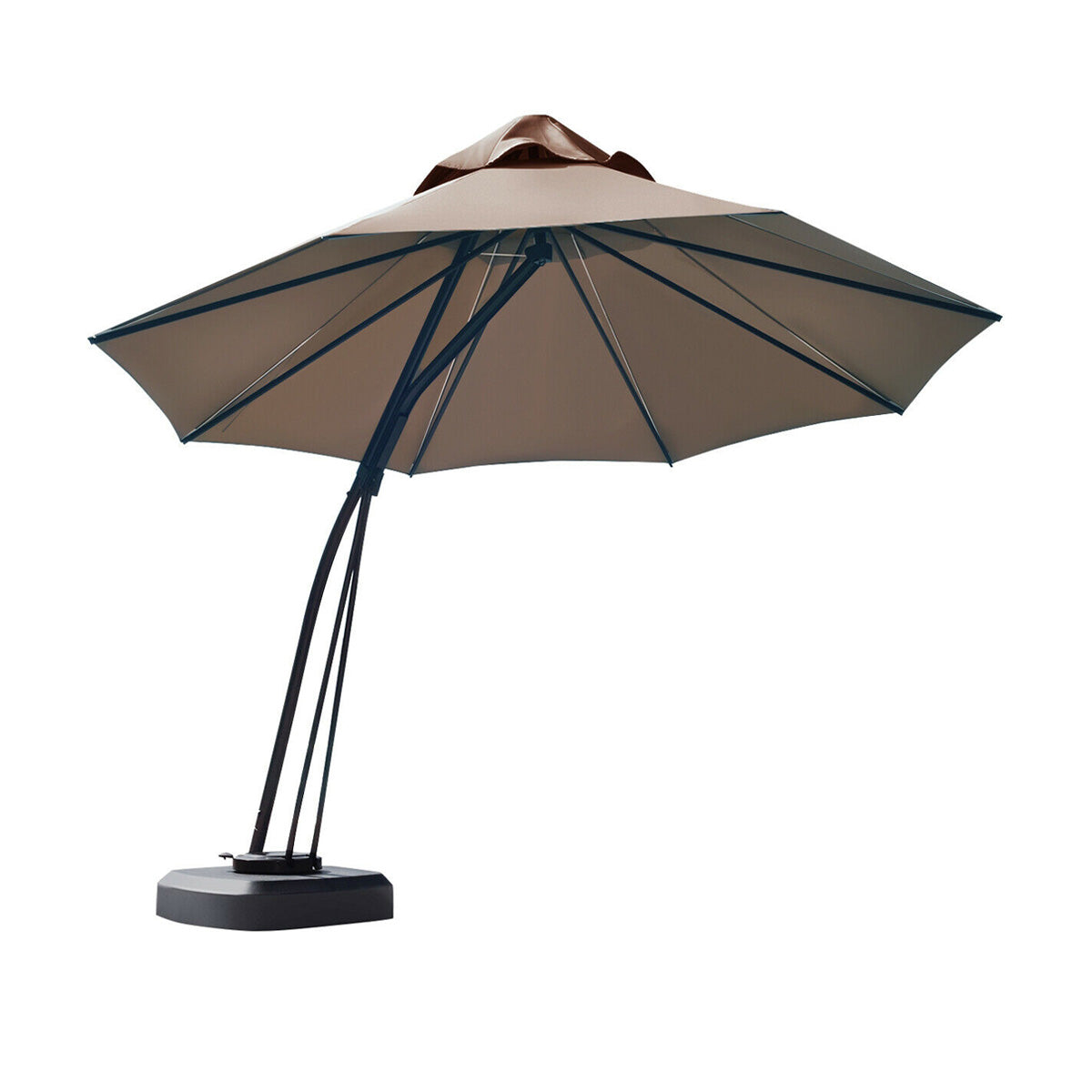 11 Feet Outdoor Cantilever Hanging Umbrella with Base and Wheels