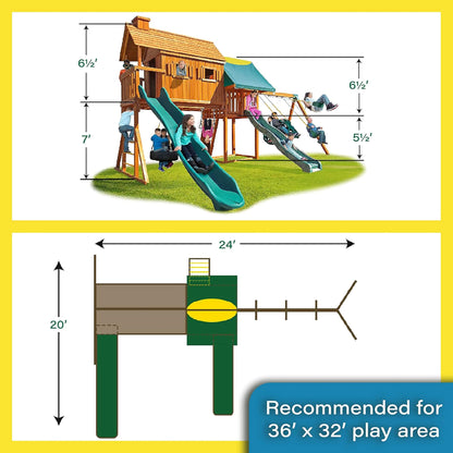 SAK30746 Cedar Wood Tree House Swing Set - Cedar