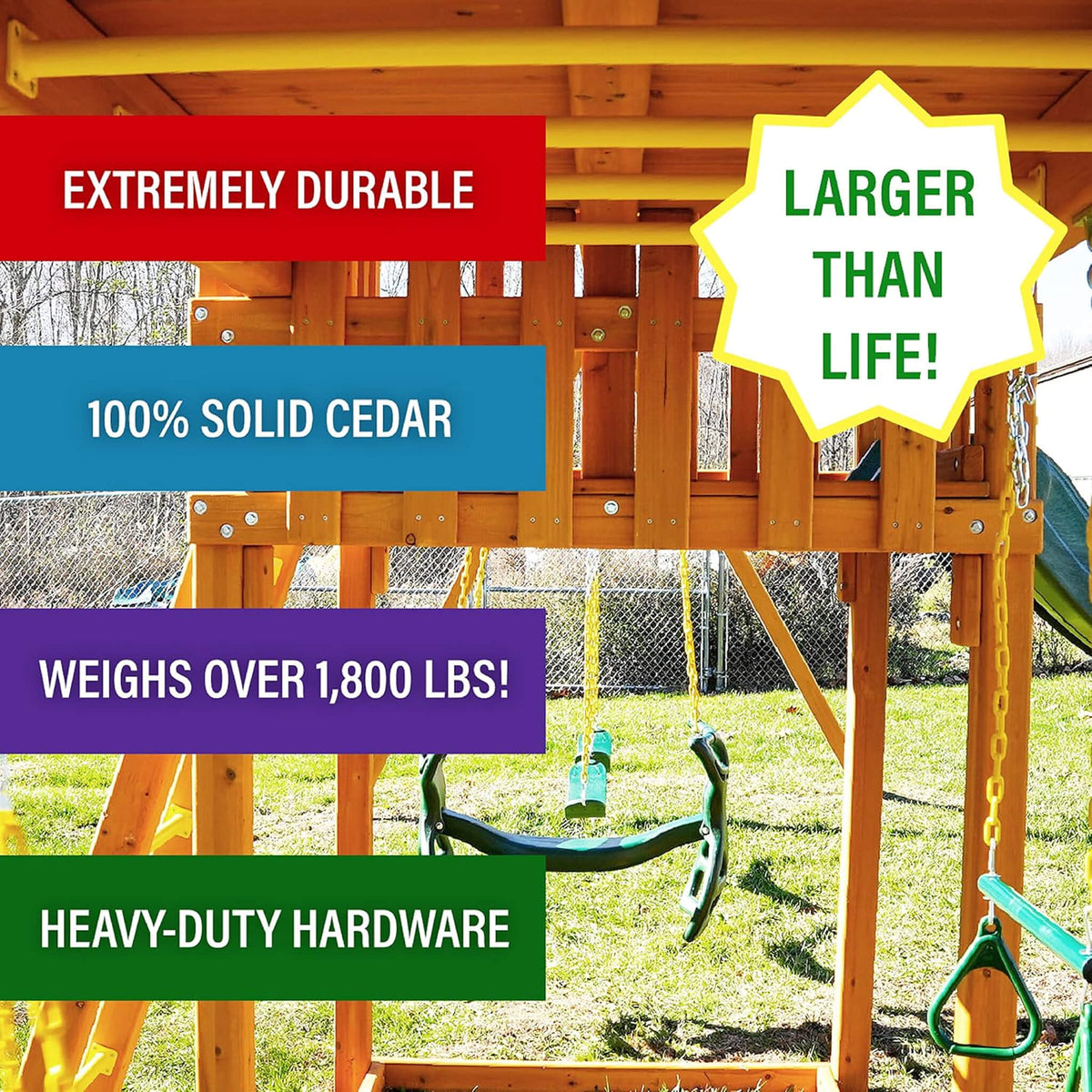 SAK30746 Cedar Wood Tree House Swing Set - Cedar
