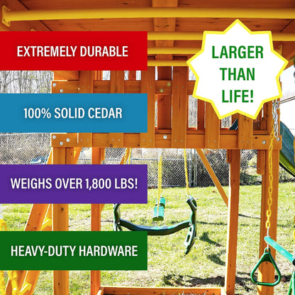 SAK30746 Cedar Wood Tree House Swing Set - Cedar