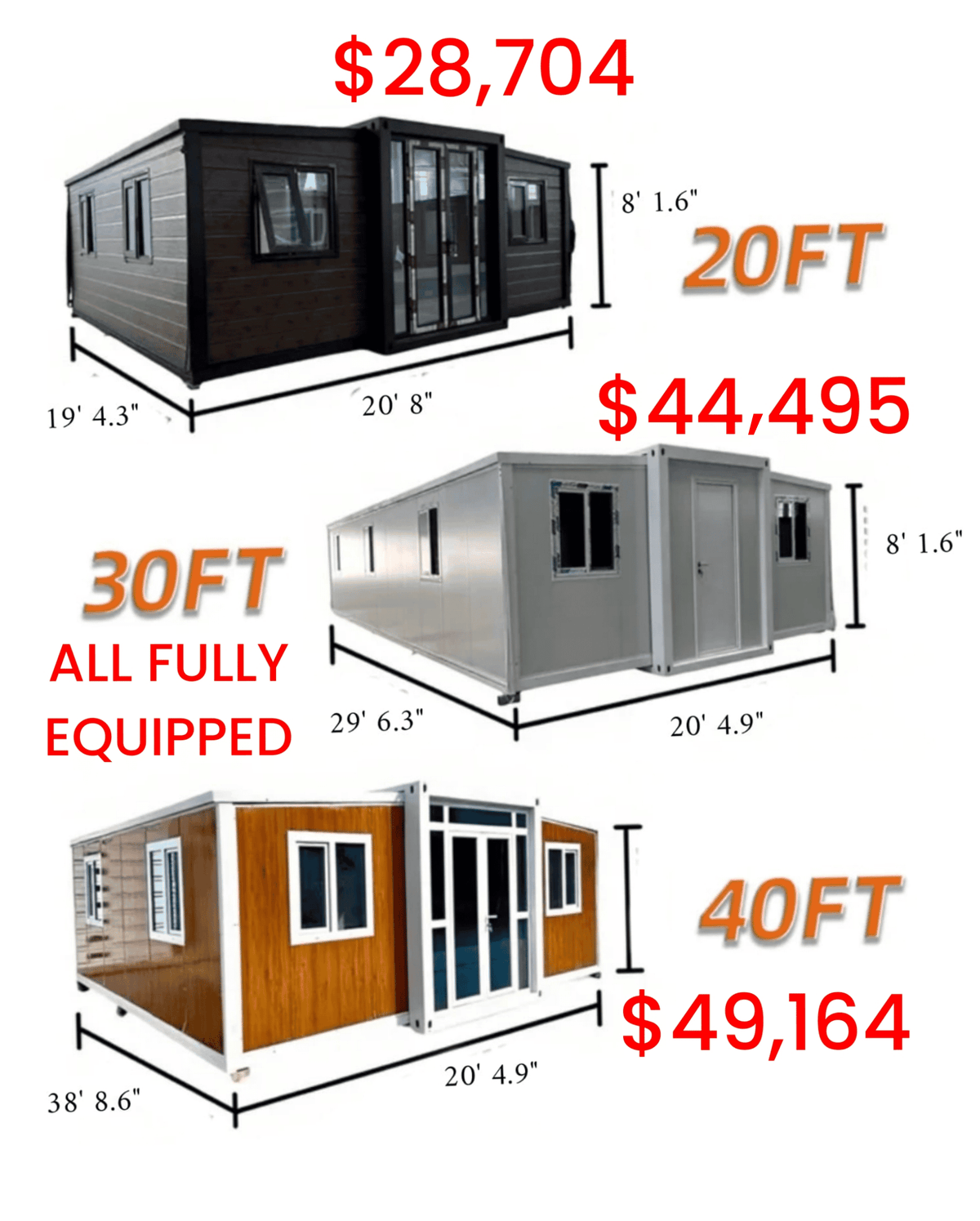 Tiny Homes Expandable & Fully Equipped