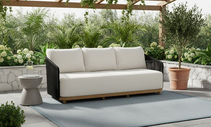 Crafters and Weavers Alpine Teak Outdoor Sofa - Black Rope