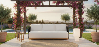 Crafters and Weavers Alpine Teak Outdoor Sofa - Black Rope
