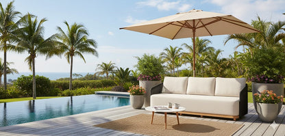 Crafters and Weavers Alpine Teak Outdoor Sofa - Black Rope